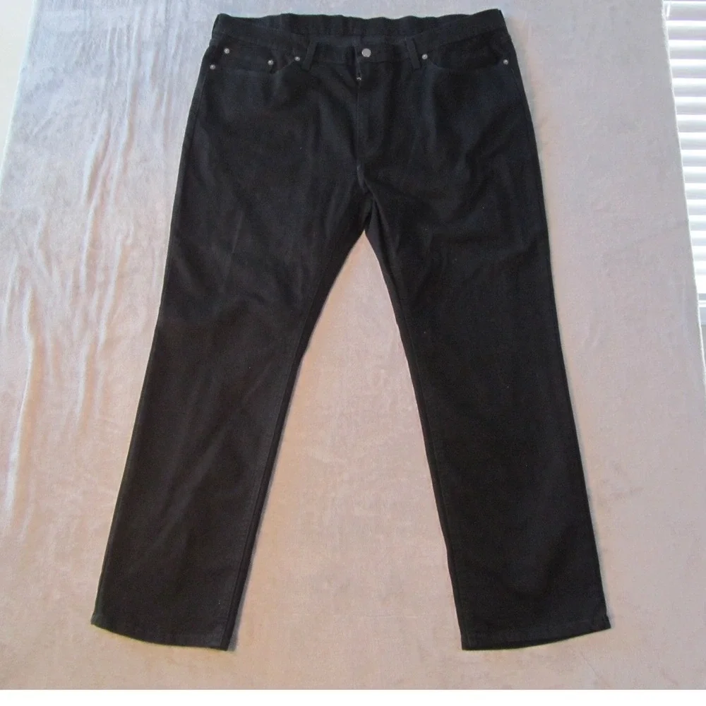 Levis 541 Athletic Taper Jeans Mens 44x32 Black Solid Stretch Denim Big and Tall